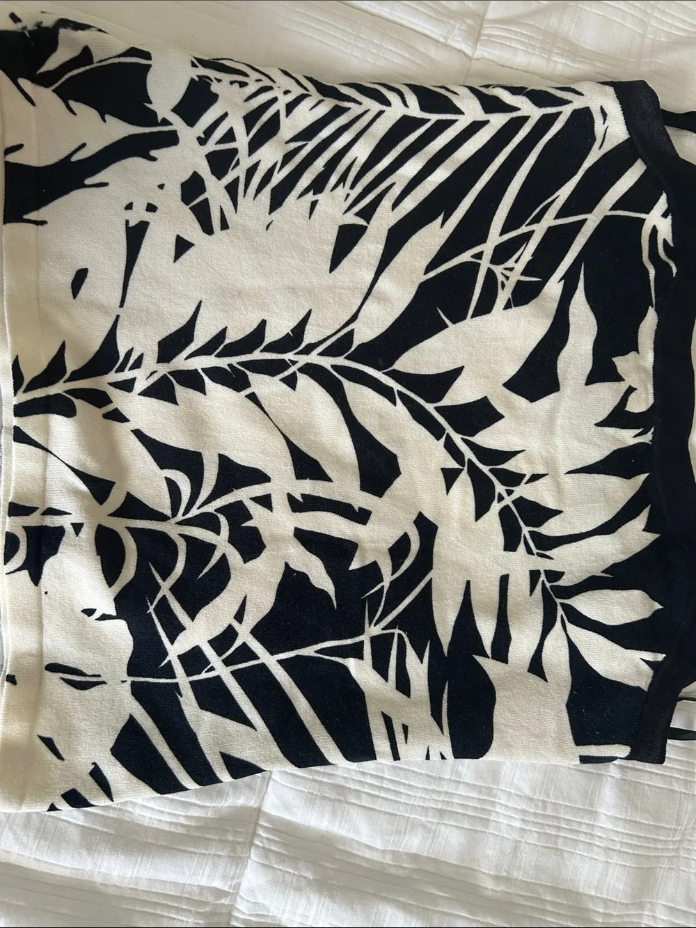 Black & White Tropical Print One-Piece Halter Top